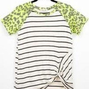 Striped & Neon Leopard Print Front Knot